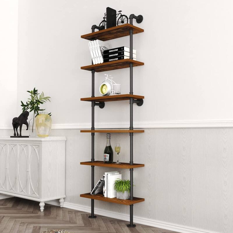 Industrial Pipe Shelf - 9.8"D x 24"W x 79"H
