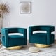 preview thumbnail 106 of 114, HULALA HOME Carisa Modern Upholstered Swivel Open-Back Barrel Chair with Golden Base Set of 2 - TEAL