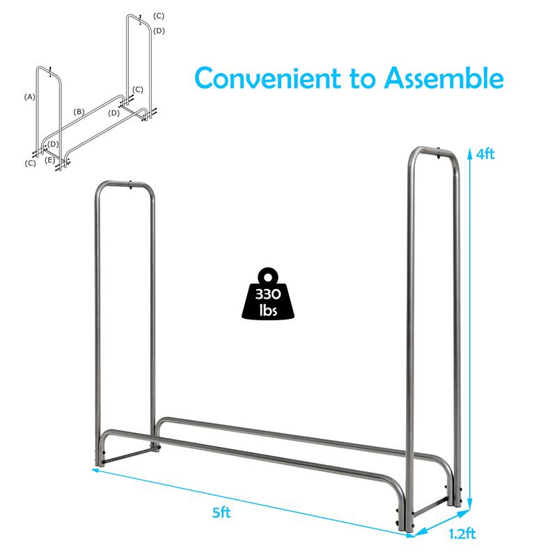 Costway 4FT/5FT/6FT/8FT Firewood Storage Log Rack Heavy Duty Iron Log