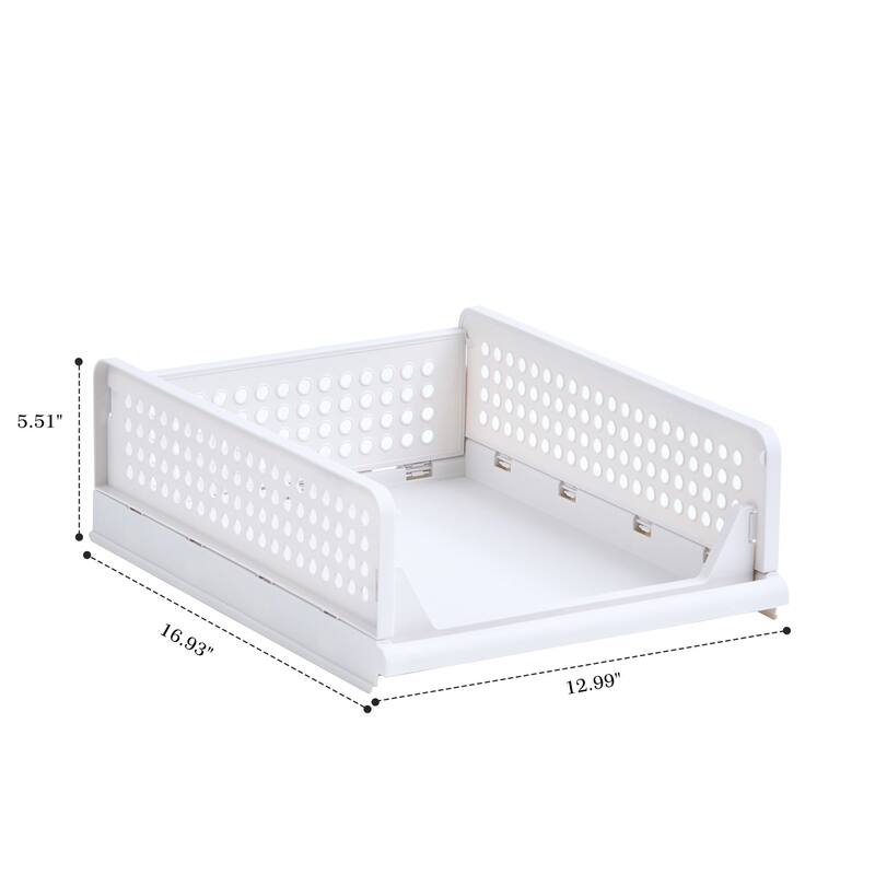 Javlergo 4 Pack Stackable Plastic Storage Basket M-Size Foldable Closet Organizers and Storage Bins Drawer Shelf - 4-Tier