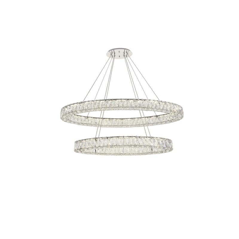 Madelyn Integrated LED light Chrome Chandelier Clear Royal Cut Crystal - 41"W X 10.9"H - 41"W X 10.9"H - Chrome