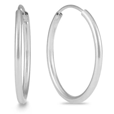 Marquee Jewels 14k White Gold 18-millimeter Hoop Earrings