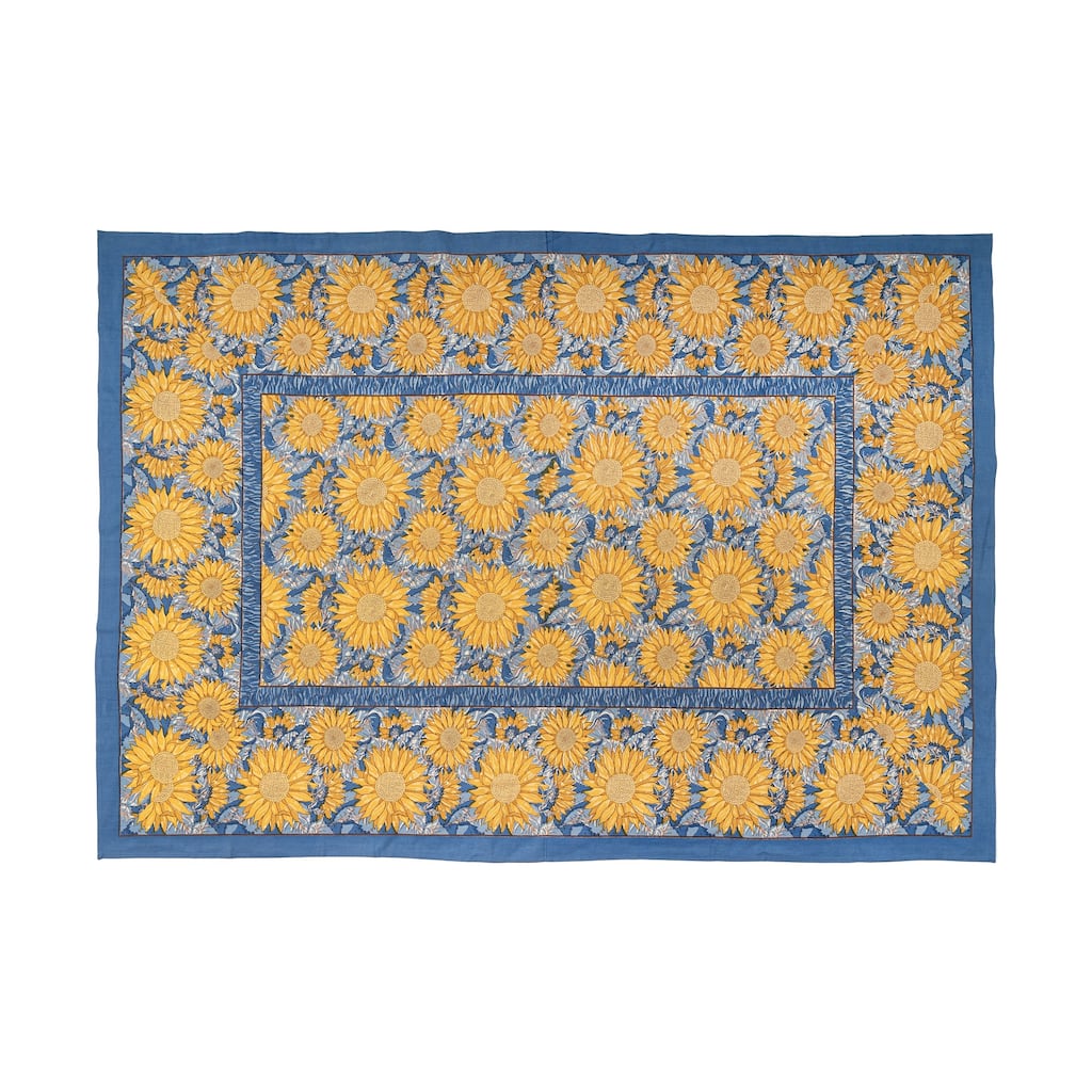 Couleur Nature Sunflower Tablecloth - Yellow/Blue