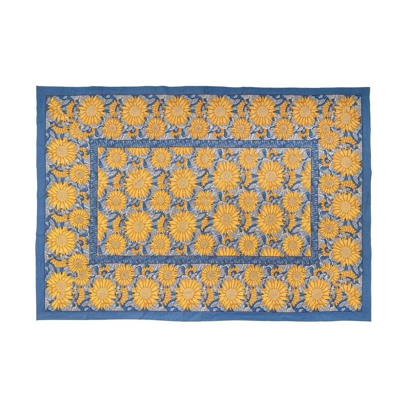 Couleur Nature Sunflower Tablecloth - Yellow/Blue - Yellow/Blue - 71" x 142