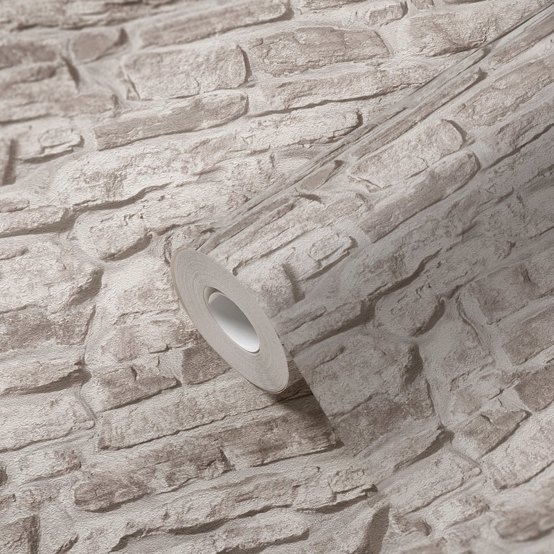 Galerie Wallcoverings Bricks and More Collection Rustic Stone Wall Matte Finish Vinyl on Non-woven Wallpaper Roll