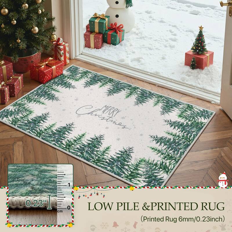 Mcow Holiday Cheer Collection Machine-Washable Christmas Entry Rug