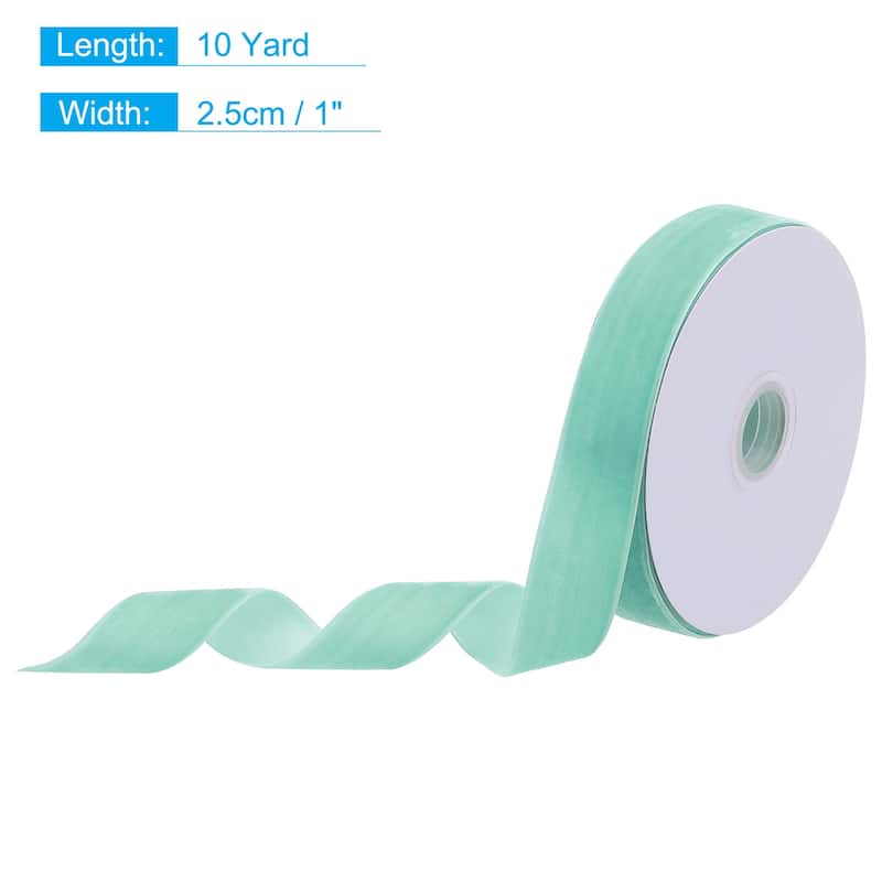Velvet Ribbon Single Face Spool Silky for Gift Wrapping Bow Decoration - Light Green - 1 Inch x 10 Yard