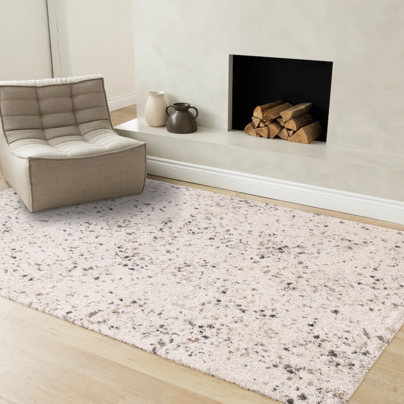 White Grey Black Speckled Soft Plush Rug