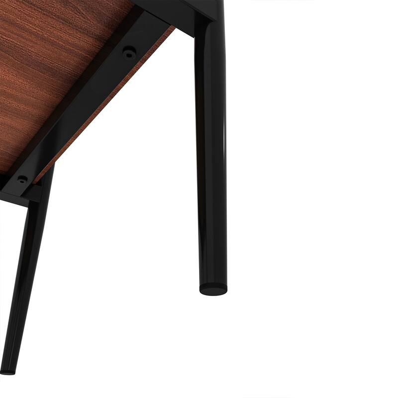 Set of 2 Rectangle End Table, Tempered Glass Tabletop with MDF layer, Modern Table for Living Room, Transparent Glass