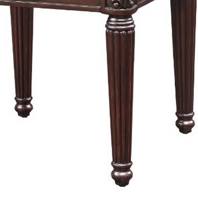 End Table with Traditional Style and Turned Legs, Espresso Brown