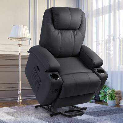 Homall PU Leather Recliner with Massage and Heated, Black