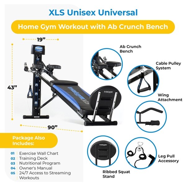 Total Gym XLS Unisex Universal Home Gym Workout Machine with Ab
