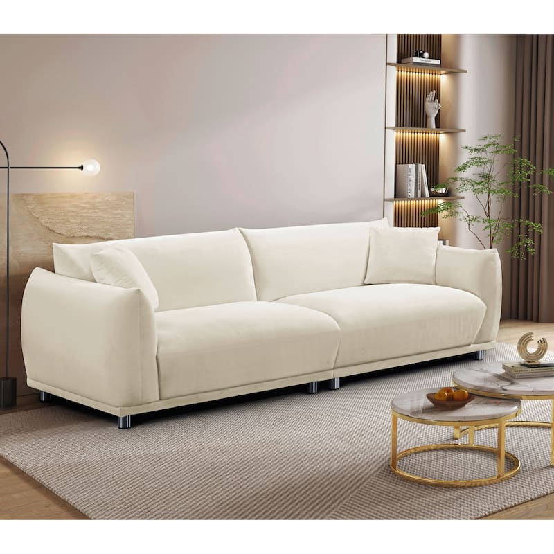 US Pride Furniture 88.2''W Metal Legs Velvet Fabirc Sofa