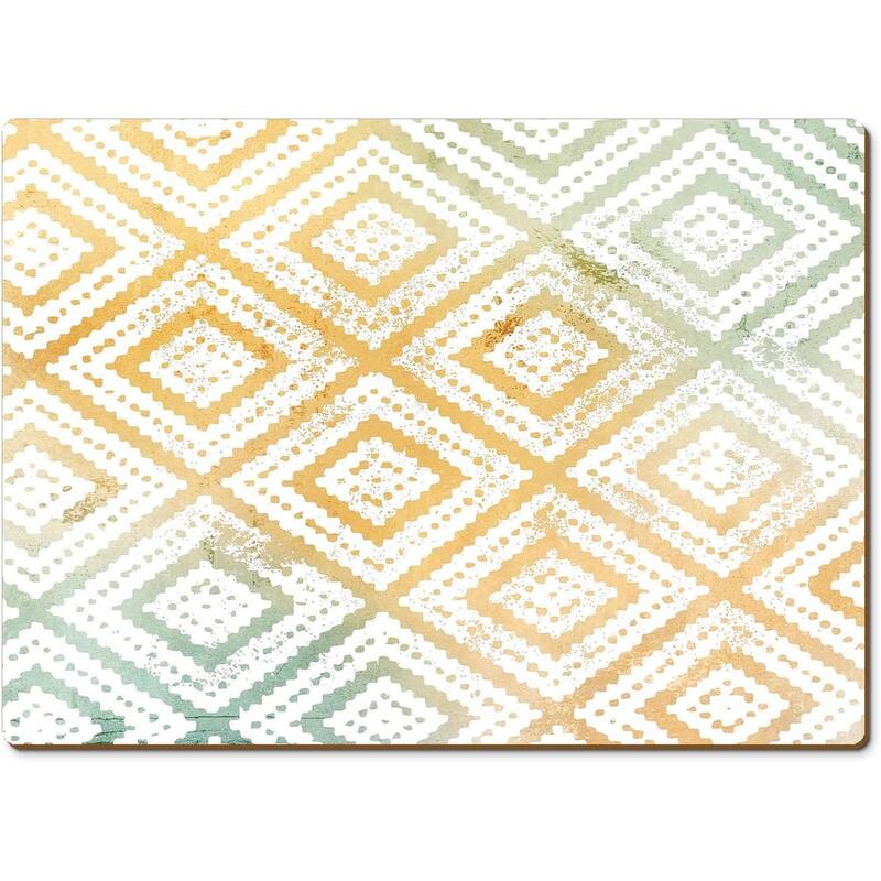 Geometric Mohave Decorative Hardboard Placemats with Protective Cork Backing 4 Pack Heat Tolerant and Easily Wipes Clean - Set of 4