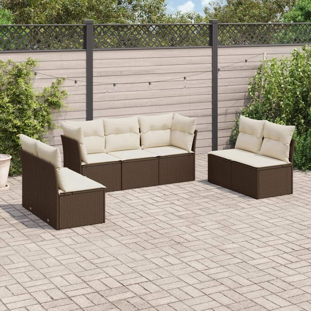 vidaXL Garden Sofa Set Brown PE Rattan Large Modular Garden Sofa Set - 24.4 x 24.4 x 27.2