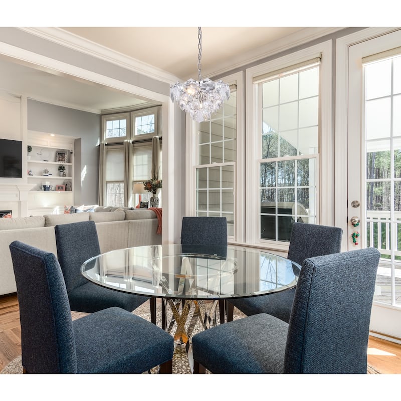 8-Light Chrome Chandelier With Clear Crystal Accents