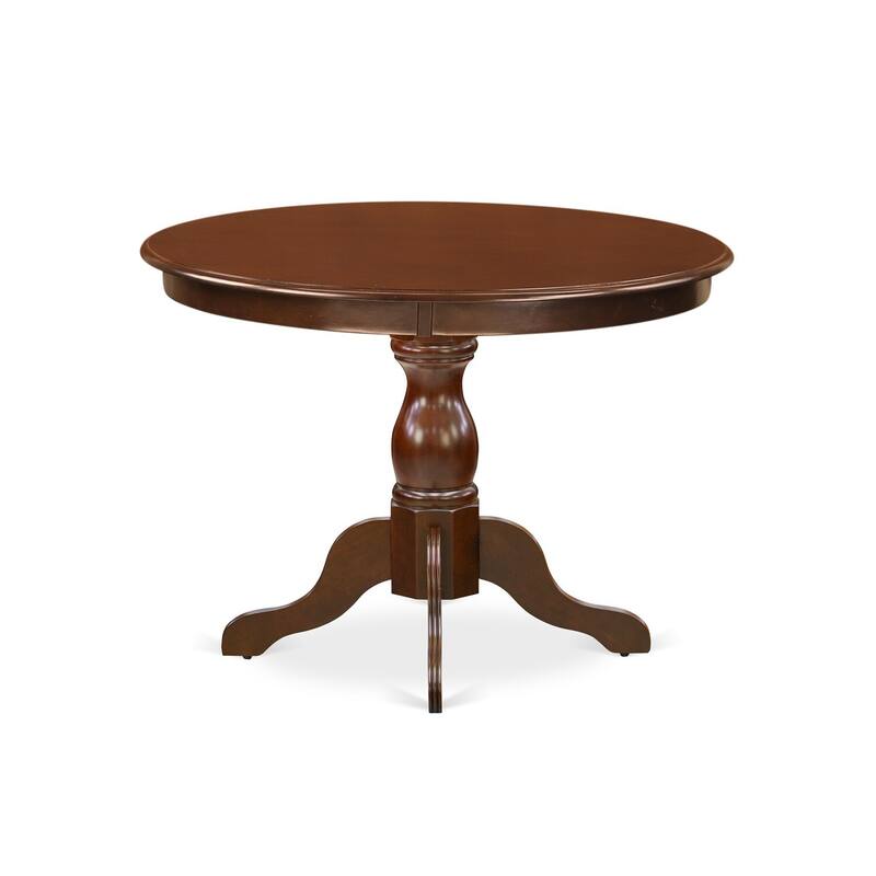 HomeStock 5-Piece Mahogany Finish Solid Wood Top Dining table with 4 Chairs with Slat Back