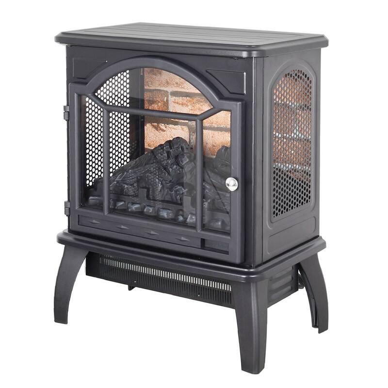 17/18/26/33 inch Freestanding Electric Fireplace Stove Heater with 3D Flame Effect 12H Timer Infrared Remote Control,Black/Brown