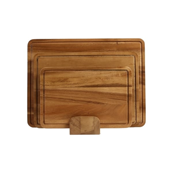 Sango Atelier Acacia Wood 3-Piece Cutting Board Set with Stand- Kitchen Chopping Boards for Meat, Vegetables & Charcuterie