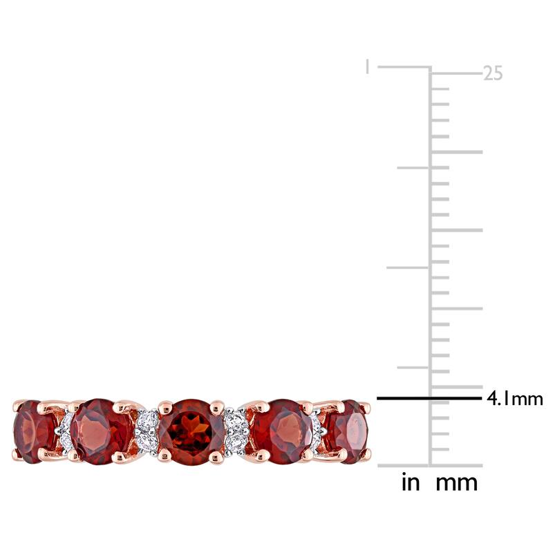 Miadora Rose Plated Sterling Silver Garnet & White Topaz Stackable Eternity Wedding Band Ring