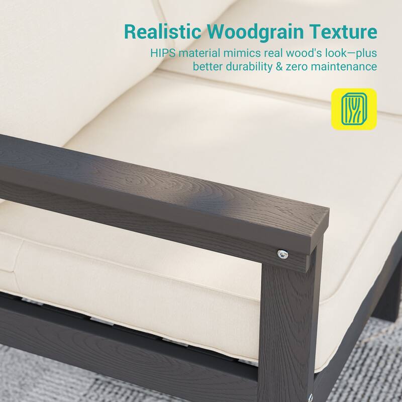 HIPS Outdoor Sofa Set with 3.9 Inch Cushions & Ottoman (Set of 5)