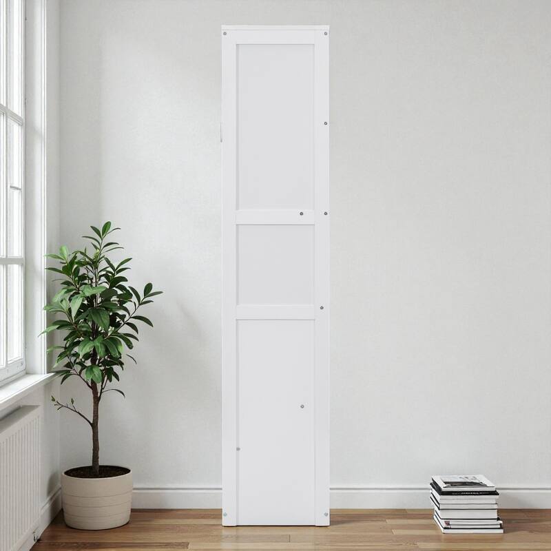 Full Size Murphy Wall Bed with Shelves, Foldable Bed with Slat Support and Storage Cabinet, Space-Saving Bedroom Furniture