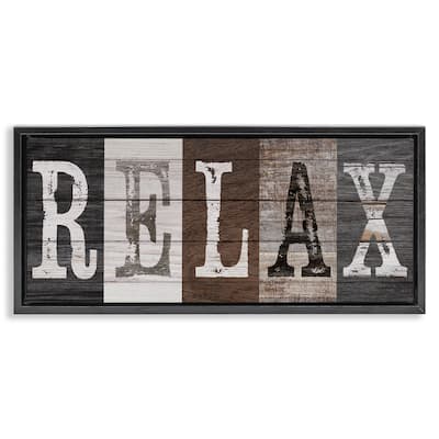 Stupell Rustic Bathroom Relax Letters Framed Floater Canvas Wall Art Design By Susan Arnot