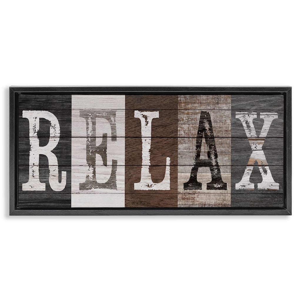 Stupell Rustic Bathroom Relax Letters Framed Floater Canvas Wall Art Design By Susan Arnot