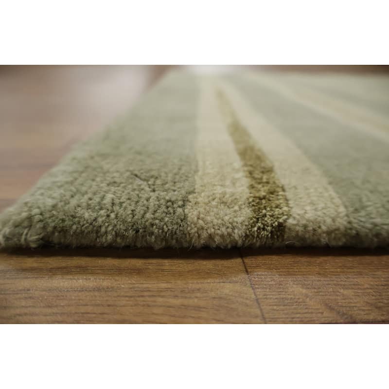 Hand Knotted Oriental 100% Wool Carpet Modern Abstract Multi-Colored Nepalese Area Rug - 5' 0'' X 3' 0''