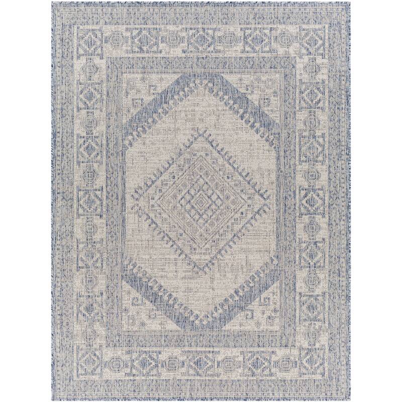 Livabliss Kelia Global Medallion Indoor/ Outdoor Area Rug - 6'7" x 9' - Navy