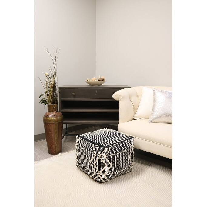 Home&Manor Arezzo Cotton Cube Pouf