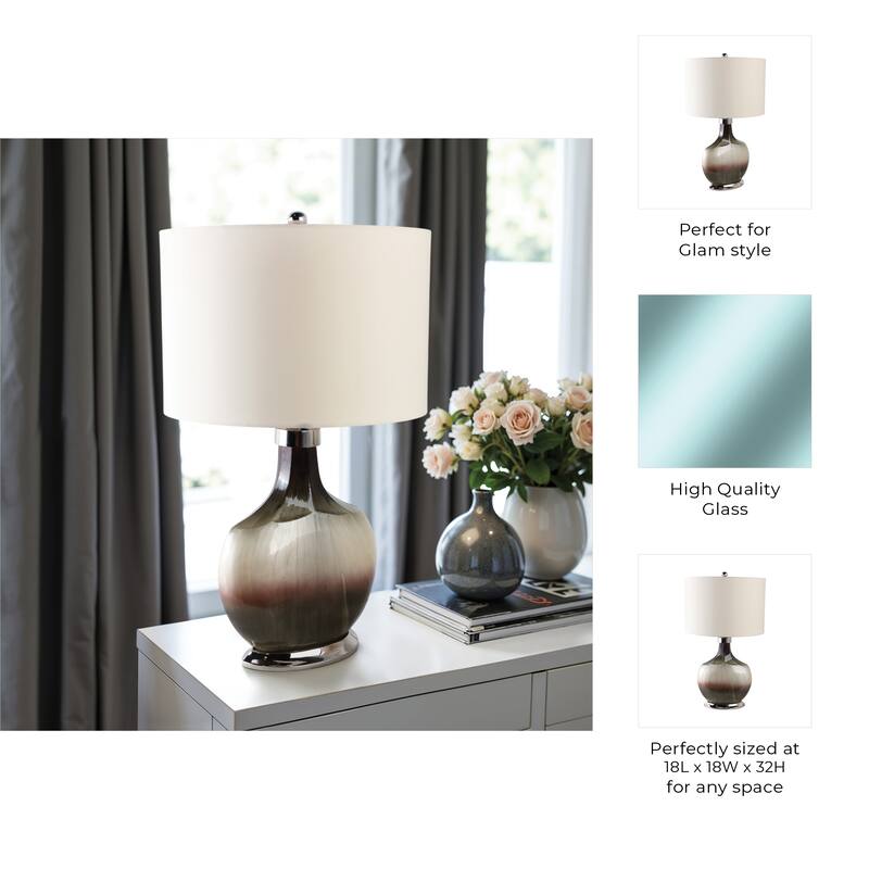 Glass Metal Table Lamp Gradient Finish Home Office Decor - 32" Gray - 18" x 18" x 32"