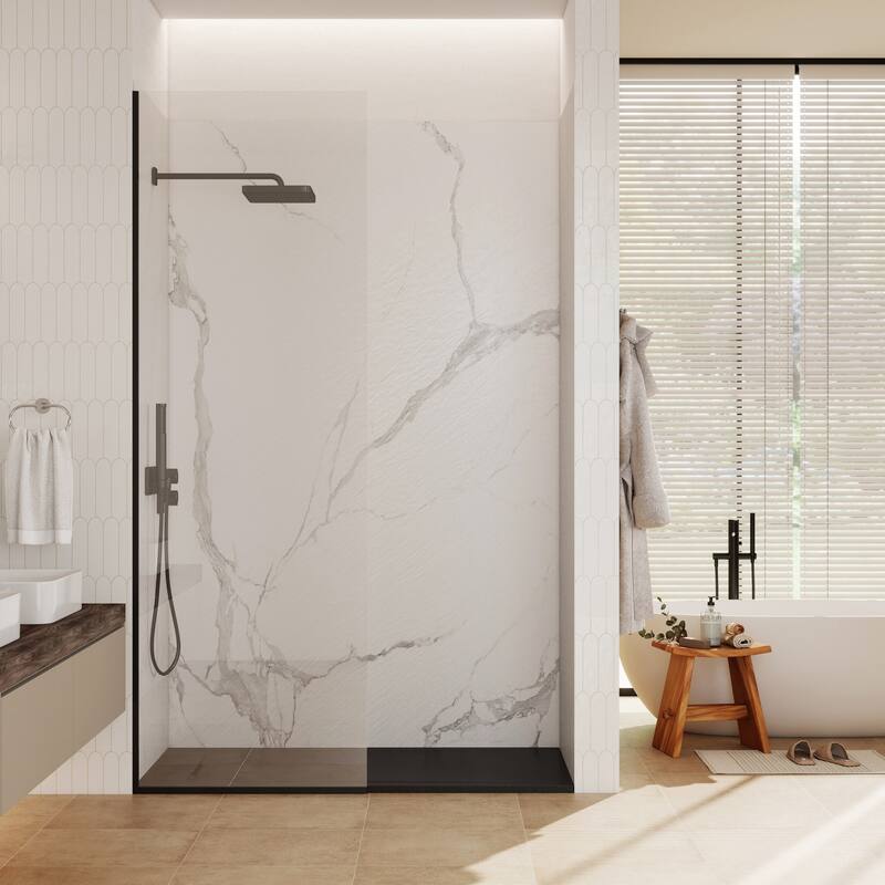 SMC Alcove Shower Pan Base with Reversible Drain, Low Profile, Wheelchair Access, Slip-Resistant, cUPC Certified