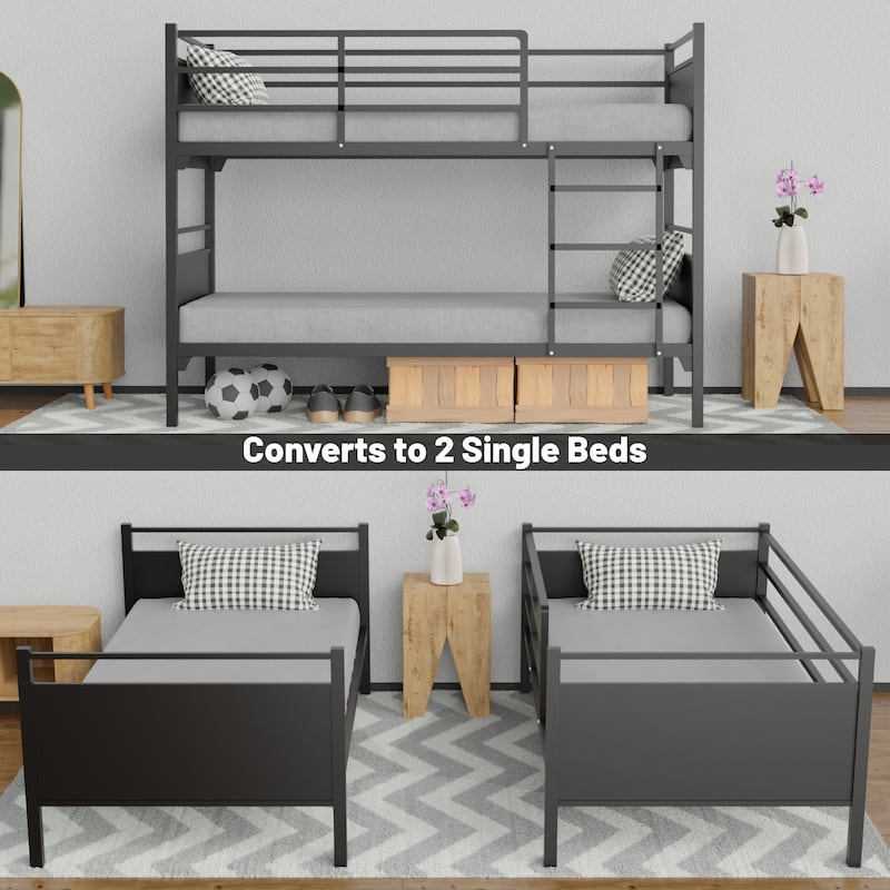 Onetan, Metal Bunk Bed, Heavy Duty Sturdy Frame, Good For Commercial Use , Kids Camps And Shelter, Black