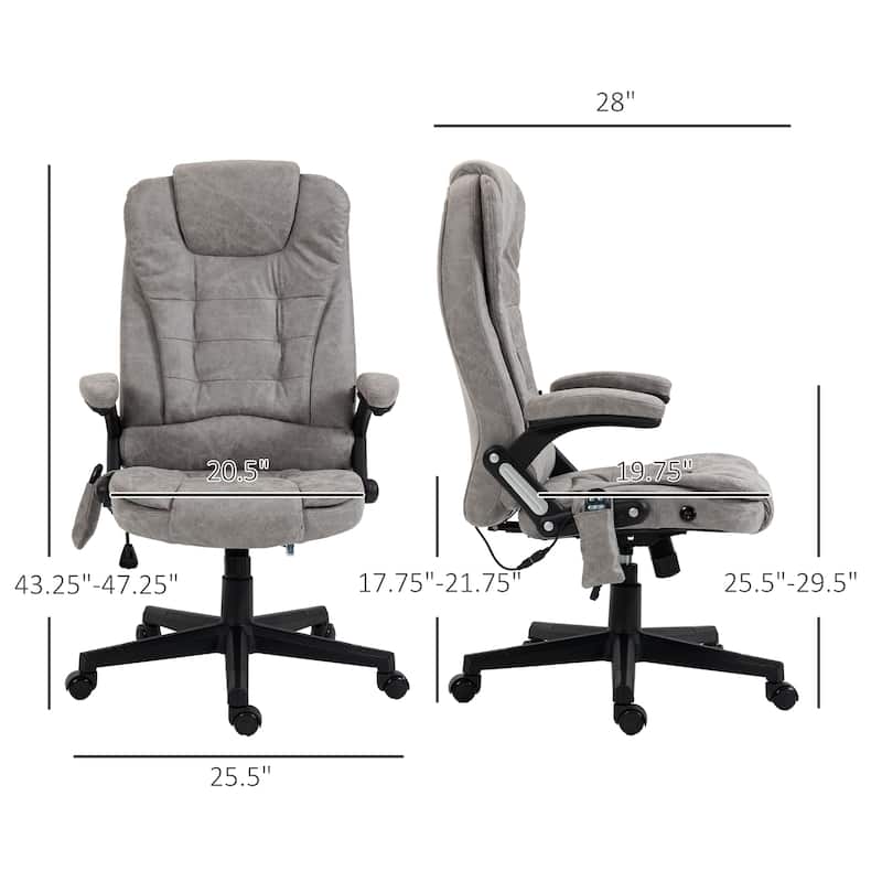 PU Leather 360° Swivel High Back Office Recliner with Vibration Massage, Lumbar Heating, Adjustable Height