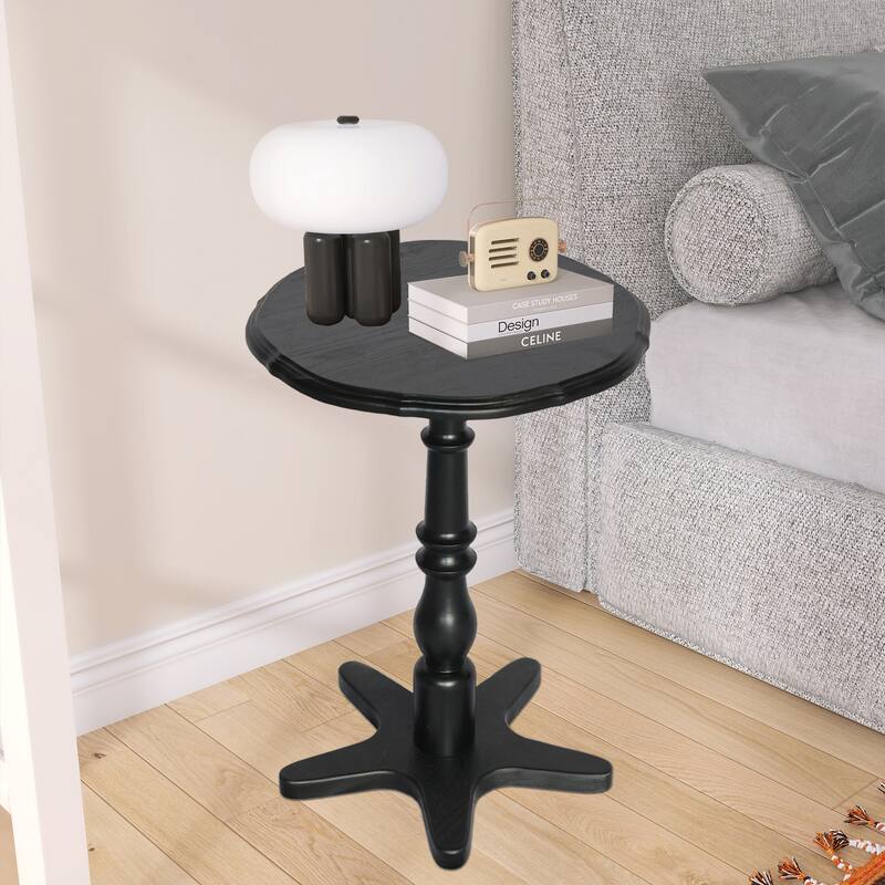 15.75 inch Round Small End Table,Wooden Pedestal Side Coffee Tables, Vintage Accent Nightstand