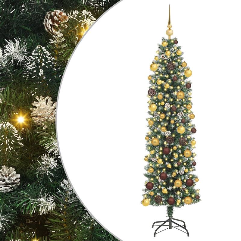 vidaXL Christmas Tree Party Decoration Artificial Slim Tree with Stand PVC