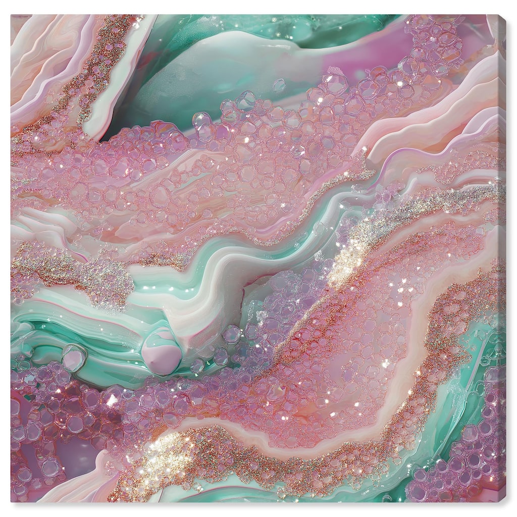 Pink and Mint Crystal III Canvas by Art Remedy, Gallery Wrapped