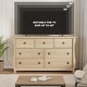 preview thumbnail 25 of 26, Modern Wood Dresser with Golden Ring Handles, Antique White Storage Organizer for Living Room Entryway