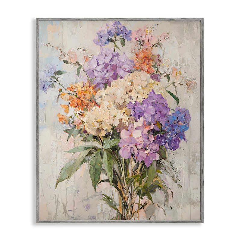 Stupell Abstract Hydrangea Clusters Framed Giclee Art Design By Franklyn Gregory - 11 x 14 - Grey