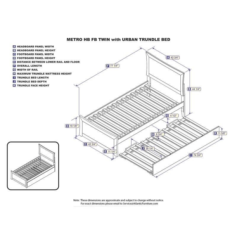 Full Platform Bed with Trundle - Twin Size, Walnut Finish - Modern Design, Space Saving, HomeStock