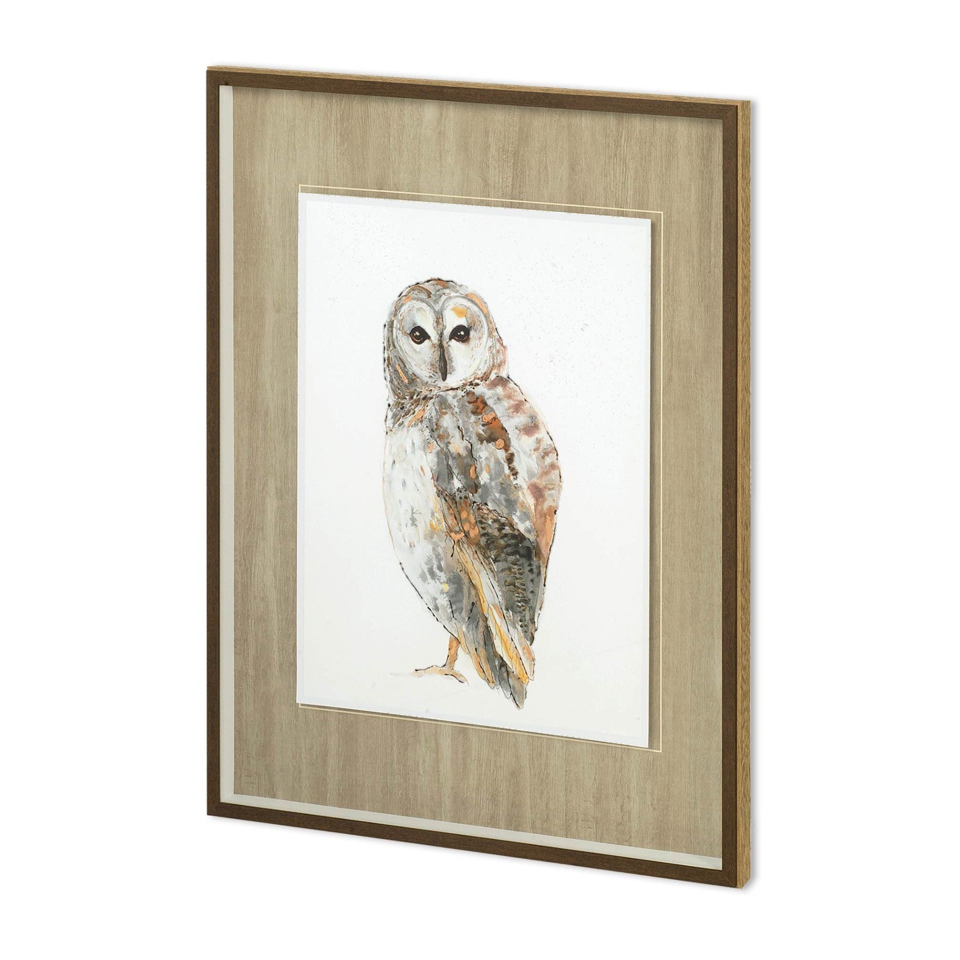 Owl I by Patti Mann a Hand Embellished Textured Framed Art Print Matted under Glass