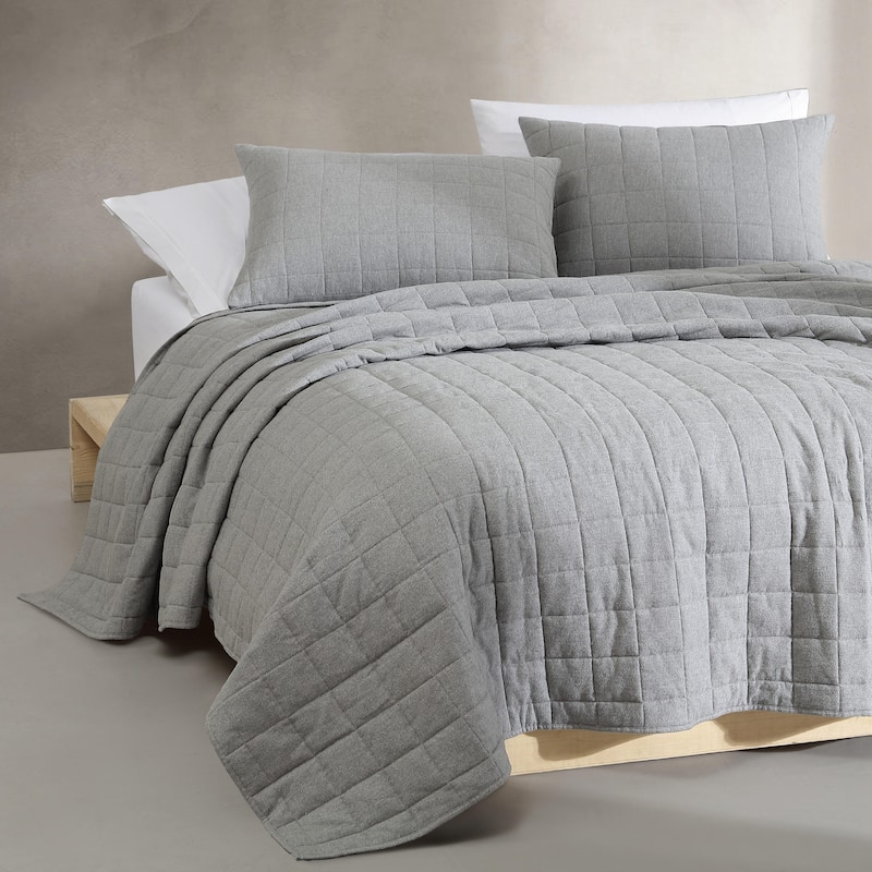 Calvin Klein Melange Cotton Flannel Solid Reversible Quilt