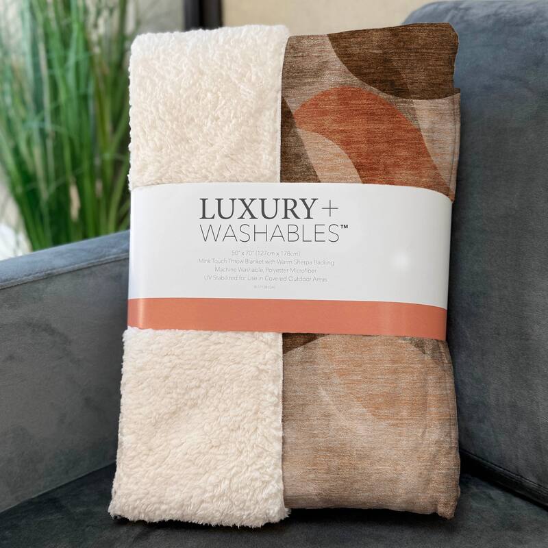 Premium Machine Washable Abstract Contemporary Sherpa Throw Blanket
