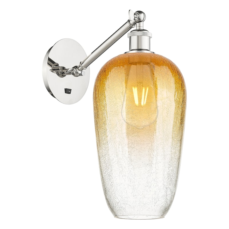 Innovations Lighting 317-1W-15-7 Brookhaven Flute Sconce Brookhaven - Polished Nickel / Amber