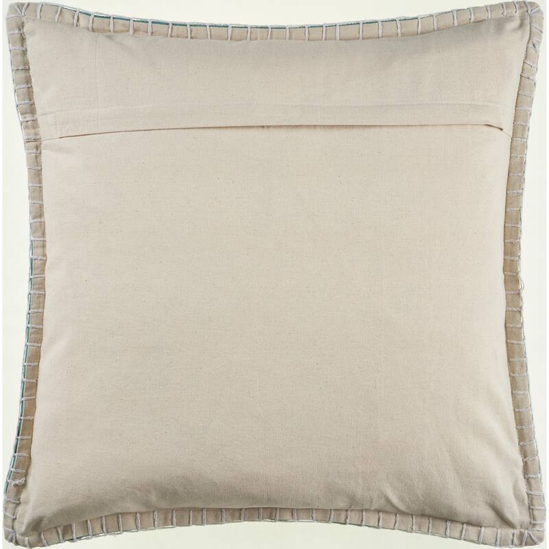 Sevita Gray Barn Piper Down Teal Throw Pillow with Embroidered Edges
