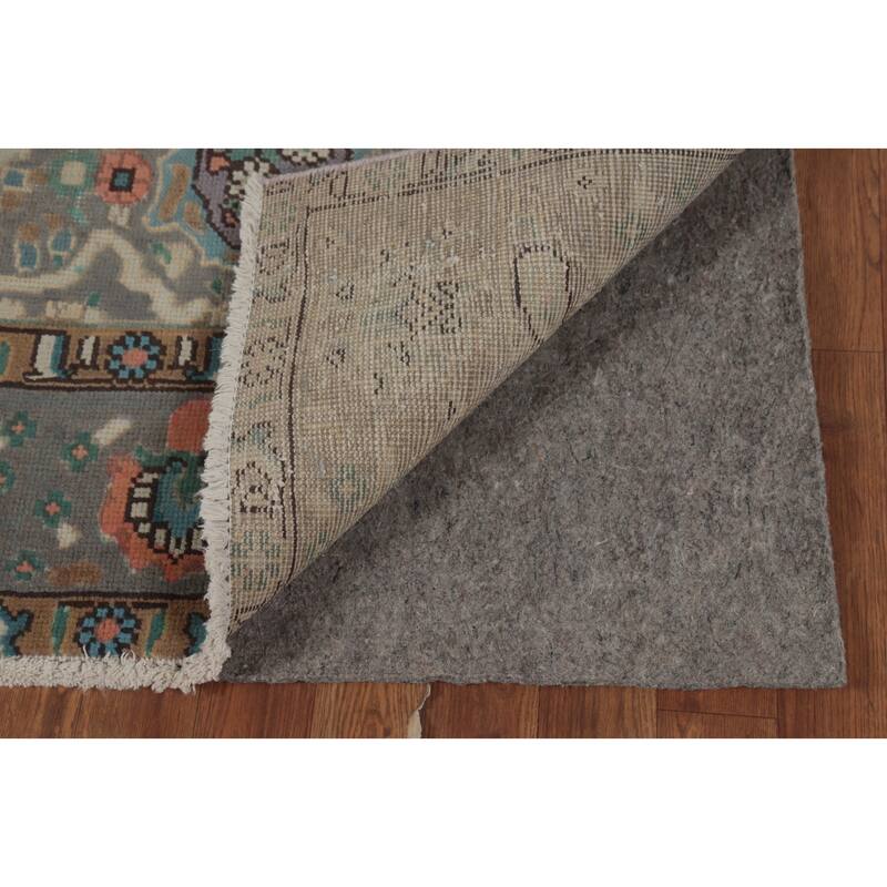 Tabriz Persian Vintage Rug Traditional Yellow Handmade Wool Carpet - 6'3" x 9'4"