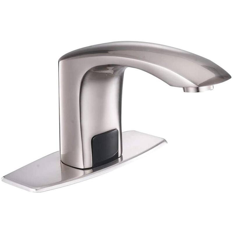 Automatic Sensor Touchless Bathroom Sink Faucet With Deck Plate - Brushed Nickel
