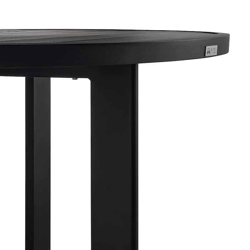 Cayman Black Aluminum Metal All Weather Outdoor Patio Table for 4-6 People 48" Round Dining Table