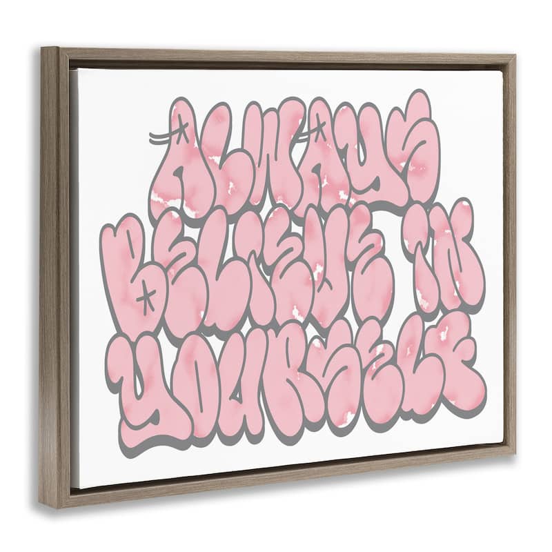 Stupell Believe in Yourself Graffiti Framed Floater Canvas Wall Art Design By Marcus Prime